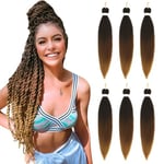 Braiding Hair Pre Stretched - 30 Inch Pre Stretched Braiding Hair 1B/30/27 Braiding Hair Soft Yaki Texture 6 Packs Crochet Hair Extensions Braids for Black Women (30 Inch(6Packs), 1B/30/27)