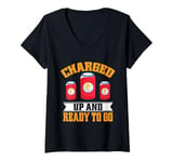 Womens Charged up and ready to go Energy Drink V-Neck T-Shirt