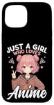 Coque pour iPhone 15 Just a Girl Who Loves Anime Merch Afro-Américain Afro