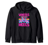 Funny Roller Skate Lover Wheels Before Heels Zip Hoodie