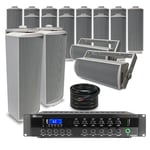 100V 6-Zone Column Wall Speaker System for PA Music in Pubs Restaurants (x18)