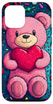 Coque pour iPhone 12/12 Pro Ours en peluche coeur Saint-Valentin