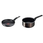 Tefal C38804 Poêle à frire en titane dur Essential, 24 cm, revêtement anti-adhésif & Easy Cook&Clean Casserole 18 cm, Antiadhésive, Graduations intérieures