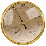 Analog väderstation - barometer, termometer, hygrometer (guld, 128 mm) Gold