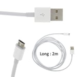 Forever - Câble Micro USB Blanc 2M pour Oppo A15 - AX7 - RX17 Neo