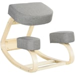 MH - Tabouret ergonomique siège assis à genoux charlie bois et gris