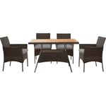 Teamson Home - 5 pièces ensemble table et chaise de jardin - Table à manger pour le jardin - Dessus de table en bois massif - Brun - 244 x 132 x 84