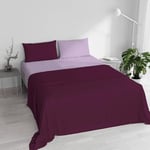 Italian Bed Linen Natural Color Cotton Bed Set, Made in Italy, Double, Plum/Lilac