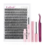 DIY Lash Extension Kit Individual Lashes Clusters Lash Bond and Seal, Clusters Lash Glue Remover and Eyelash Tweezers for Eyelash Extensions (40D-0.07D, 15-20mm, Kit)