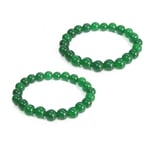 2 st 10mm Gröna Lyckobringande Välstånds Armband Feng Shui Lyckobringande Charm Armband för Affärer Gröna Stenpärlor Trippel Skydd Armband