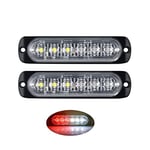 PICAA 2X stroboscopique à 6 LED pour voiture -Barre lumineuse pour véhicule de 12 V à 24 V - Balise clignotante de sécurité pour voiture, véhicule utilitaire, bateau, remorque, caravane (blanc+rouge)