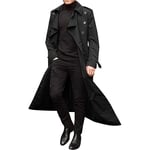 SalmophC Mens Trench Coat Long Slim Fit Double Breasted Long Trench Coat Casual Lapel Trench Overcoat Outwear with Belt