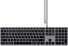 Clavier Rétroéclairé Filaire Slim W3 avec Pavé Touches Éclairées et Connexion USB-C pour Macbook Pro/Air M2/M1, iPad Pro/Air M2/M1, Mac Mini M2, iMac M1 (Disposition Anglais US QWERTY)