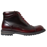 Dolce & Gabbana Chaussures Bottines Noir Cuir Rouge Lacet EU42/US9 1050usd