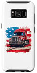 Coque pour Galaxy S8 Camion conducteur patriotique drapeau USA rouge blanc et bleu camions fourgon