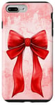 Coque pour iPhone 7 Plus/8 Plus Esthétique Coquette Ruban Rouge Arc Aquarelle Girly