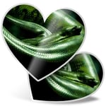 2 x Heart Stickers 15 cm - Green Anaconda Snake #21647