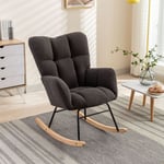 Hauss Sploe - Rocking chair, chaise à bascule, siège rembourré pour salon et chambre à coucher, teddy, gris noir