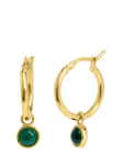 LARNAUTI Onyx Drop Hoop Earrings, Gold/Green