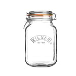 Kilner Square Clip Top Jar 1.5L (1500ml) Airtight Glass Jar for Pickling Large Vegetables Preserving Whole Fruits and Storing Flour Pasta Lentils Dry Foods