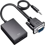 Retoo Câble VGA vers HDMI, VGA vers HDMI avec Adaptateur Audio et câble de Charge USB, 1080P 60 Hz, mâle vers Femelle, convertisseur d'ancien PC vers TV/Moniteur avec HDMI, convertisseur