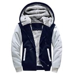 LBL Homme Hiver Chaud Sweats à Capuche Zippé Épaisse Veste de Manches Longues Manteau Bleu M