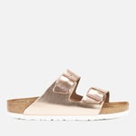 Birkenstock Women's Arizona Slim Fit Leather Double Strap Sandals - Metallic Copper