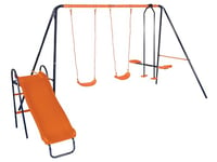 Hedstrom M008645 2 Swings and Slide Multiplay, Multicoloured, 180cm x 195cm x 367cm