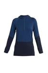 Icebreaker Merino Women's Standard 200 Sonebula Long Sleeve Base Layer Half Zip Hood Top, Midnight Navy/Royal Navy/Snow, X-Large