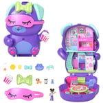 Polly Pocket Coffret Chiot Festif Jouet de voyage avec 1 mini-figurine, chiens, nourriture et accessoires de mode, JCR38