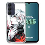 Cokitec Coque Renforcée pour Samsung Galaxy A15 4G / 5G Manga Tokyo Ghoul Kaneki Blanc