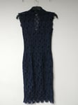 Paper Dolls High Neck Pencil Dress In Crochet Lace Navy Size UK 6 DH001 HH 15