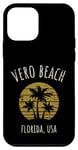 Coque pour iPhone 12 mini Vero Beach Florida Design rétro coucher de soleil vieilli