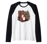 Retro Ghost Reading Book Lover Christmas Librarian Teachers Raglan Baseball Tee