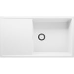 Primagran - Evier Cuisine en Granit 90 x 50 cm Lavabo 1 bac xl + Kit de Vidage, Évier à Encastrer de Blanc