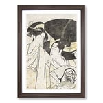 Big Box Art Fan Vendor by Kitagawa Utamaro Framed Wall Art Picture Print Ready to Hang, Walnut A2 (62 x 45 cm)