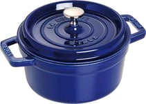 STAUB Cocotte en Fonte Émaillée avec Couvercle, Tous feux dont induction, 2 personnes, Ronde, 20 cm, 2,20 L, 4,2 kg, Bleu Intense