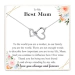 VOSAP Gifts for Mum, Two Interlocking Hearts Pendant Necklace for Mum, Perfect Mum Gifts from Daughter Son, Mum Christmas Gifts Mothers Day Gifts Birthday Gifts