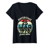 Womens 45 Year Old Birthday TShirt 25 March 1978 45th Birthday V-Neck T-Shirt