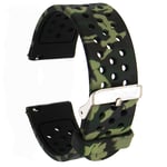 Ekezon 22mm Strap Compatible with Samsung Galaxy Watch 3 45mm/ Galaxy Watch 46mm/Huawei GT 2 46mm/GT2 Pro, Silicone Replacement Adjustable Strap for Huawei GT (22MM, Green Camo)