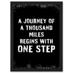 A Journey Of A Thousand Miles Begins With One Step Inspirational Positive Motivational Gym Workout Living Room Typography Artwork Framed Wall Art Prin