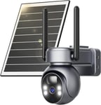 4G Lte Camera De Surveillance Exterieure Solaire Avec Carte Sim,2K 3Mp Ptz Camera Sans Fil Avec Panneau Solaire Batterie Exterieure,355 °/105 °Pivotant,Vision Nocturne Couleur,Detection Pir