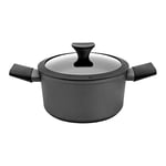 Florina Heston Induction Grande Casserole 20cm, 2,4 Litres, Aluminium , Couvercle en Verre, Anti-adhésif 3 Couches sans PFOA, Convient à toutes les Cuisinières, Vitrocéramique, Gaz