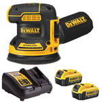 Dewalt DCW210N 18V Brushless 125mm Orbital Sander + 2 x 4.0Ah Batteries Charger