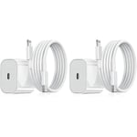 2-pack - Laddare för iPhone - Snabbladdare - Adapter + Kabel 20W Vit 2-pack iPhone