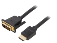 Cable DVI-D -18-1- prise male HDMI prise male Full HD 1m - Noir