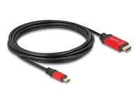 Delock - Adapterkabel - 24 Pin Usb-C Hann Til Hdmi Hann - 3 M - Sort / Rød - 8 K 60 Hz (7680 X 4320) Støtte, Hdr10-Støtte, Støtte For Dp Alt-Modus