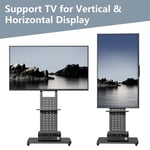 Heavy Duty Mobile TV Floor Stand for 32-65'' Supports 90°Angle Vertical Screen