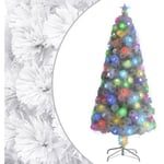 INLIFE Sapin de Noël artificiel avec LED Blanc 150 cm Fibre optique