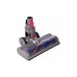 Brosse Rotative Motorisée compatible pour Dyson V7 V8 V10 V11 V12 V15 Rouleau Souple pour Parquet Carrelage et Lumière Led,gris argenté,Fonepro